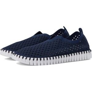 ILSE JACOBSEN Hornbaek Slip On Shoes Navy Blue Perforated Size 38 US 7.5-8‎